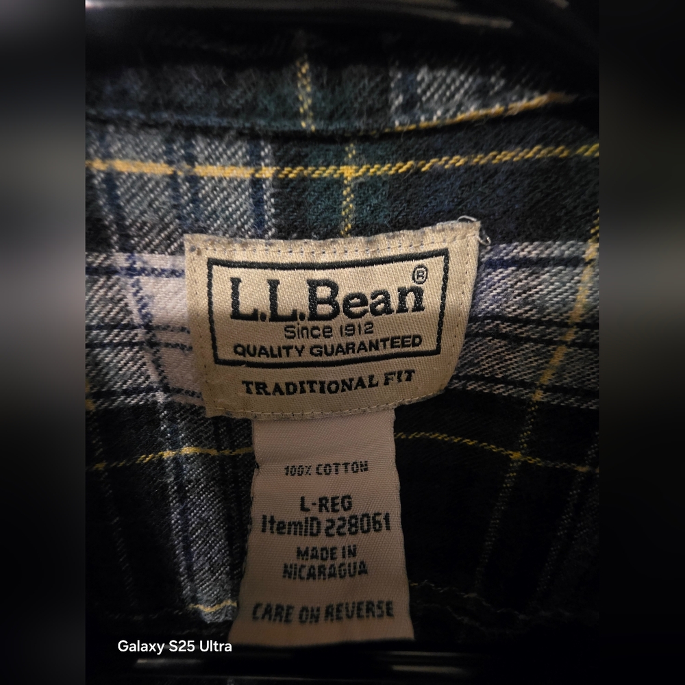 LL.BEAN Men's Plaid Shirt - Black and Green